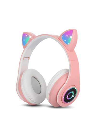 Sendowtek Çocuk Kulaklık, Kız Çocukları Bluetooth Kulak Üstü Sevimli Kedi Kulaklı Çocuk Kulaklığı Led Işıklı, Katlanabilir Kablosuz Çocuk Kulaklık Erkek Yetişkinler İçin Okul/tablet/pc/telefon Sku: Z