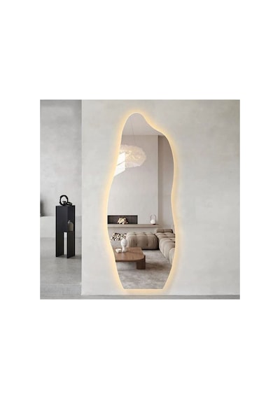 Boy Aynası Ledli, Asimetrik Ayna, Boy Aynası, Ledli Ayna, Duvar Aynası, Günışığı Led Gümüş