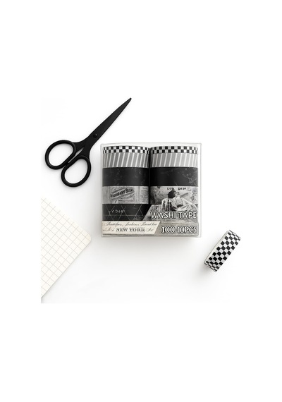 10'lu Washi Bant Seti Dekoratif, Renkli Ve Desenli Bantlar / Hobi, Bullet Journal, Scrapbook Kullanımı İçin - M1 1