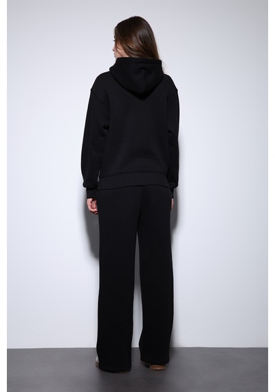 Antioch Kapüşonlu Basic Kadın Sweatshirt Siyah