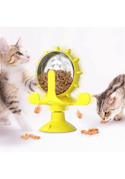 Vantuzlu Zilli İnteraktif Dönebilen Mama Kaplı Renkli Eğlenceli Eğitici Kedi Oyuncağı Go53/02914