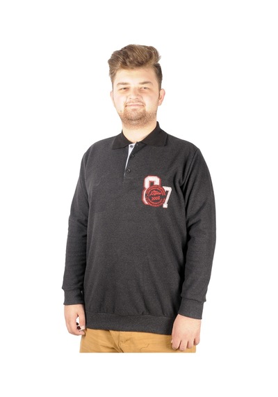 Mode Xl Erkek Sweat Polo Recycle Selanik Losangeles B20420 Antramelanj 001