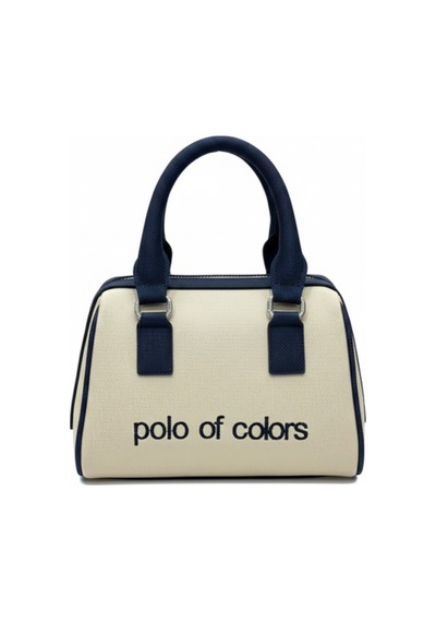 Polo Of Colors Kadın Deri Görünümlü El Omuz Çantası Krem - Lacivert
