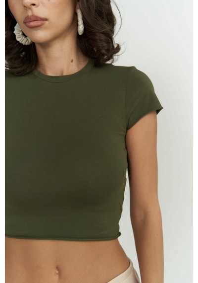 1604 - Mai Collection Toppin Haki Penye Crop Haki