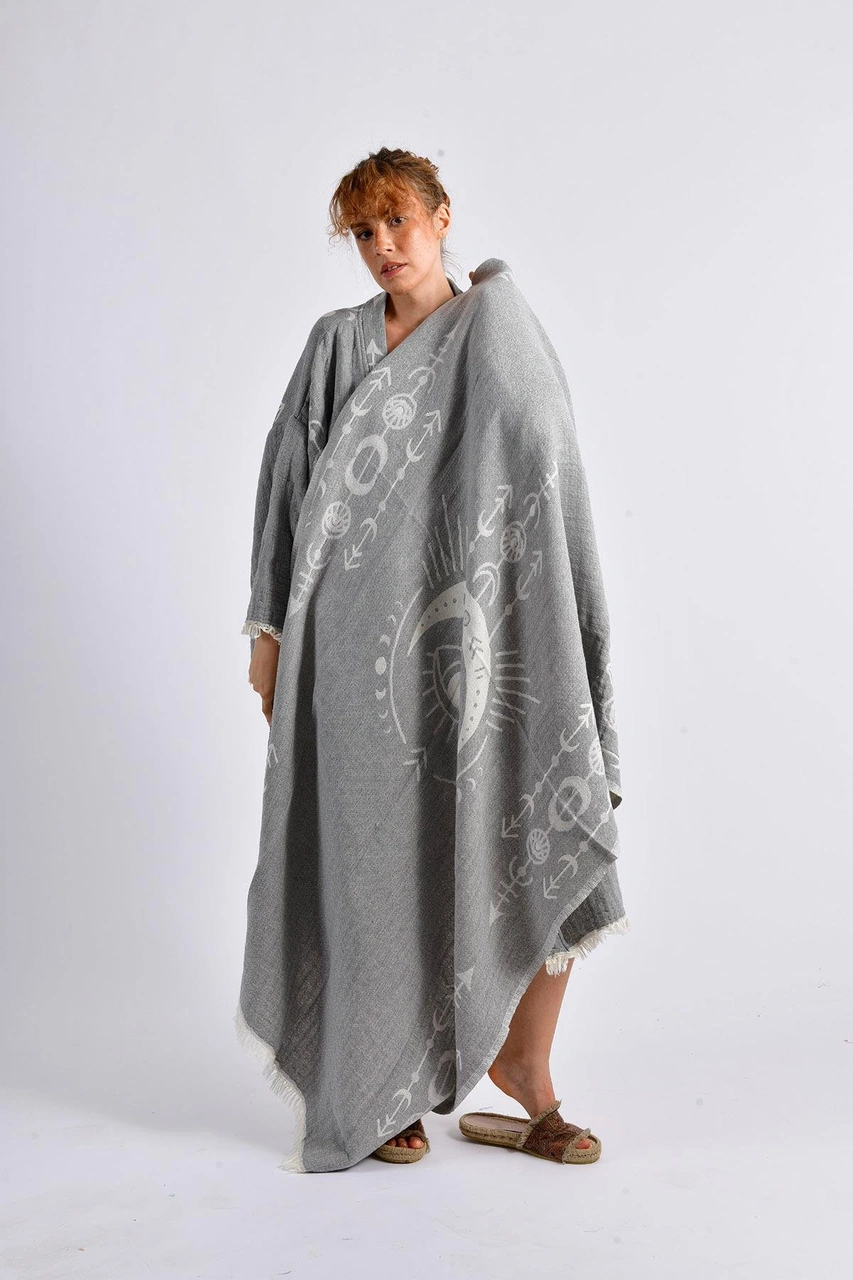 Brandsmithshop Gri Crescent Eye Kimono& Peştamal Set Çok Renkli