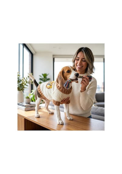 Kedi Ve Köpek İçin Aslanlı Beyaz Kazak