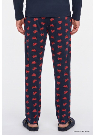 Ac&Co / Altınyıldız Classics Erkek Lacı 2'li Yumuşak Dokulu %100 Pamuk Standart Fit Bisiklet Yaka Desenli Pijama Takımı