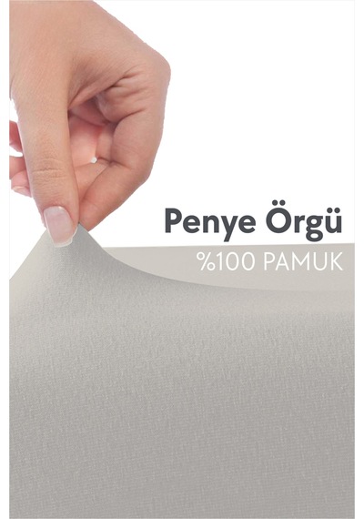 Calmera | %100 Pamuk Penye Lastikli Çarşaf | Çift Kişilik - Battal - King | Gri