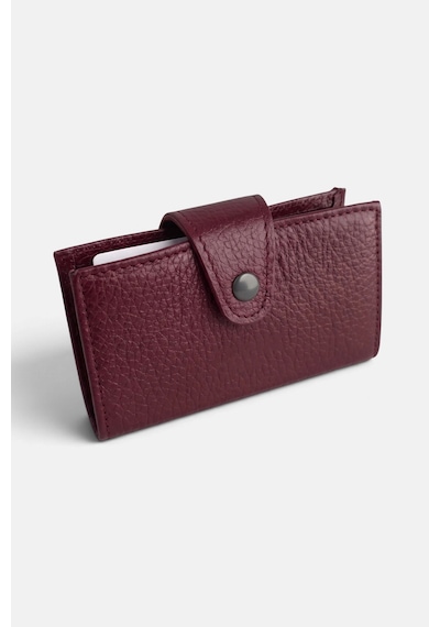 Lederax Hakiki Deri Minimalist Akordiyon Kartlık Ld676 Bordo
