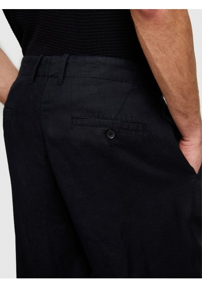 Sisley %100 Keten Slim Comfort Fit Pantolon Erkek Siyah Pantolon - 324p4aghsf049