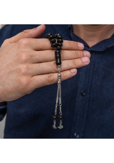 Metal Püsküllü Siyah 7x10.5 Mm Rondela Kesim Rus Oltusu Tesbih