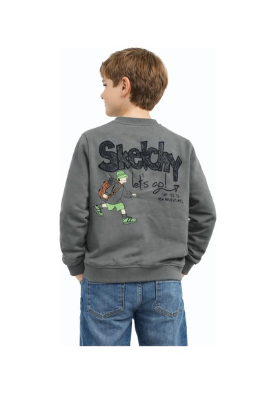 Baglan Erkek Çocuk Önü Arkası Baskılı Sweatshirt Bgl-st05243 Yeşil
