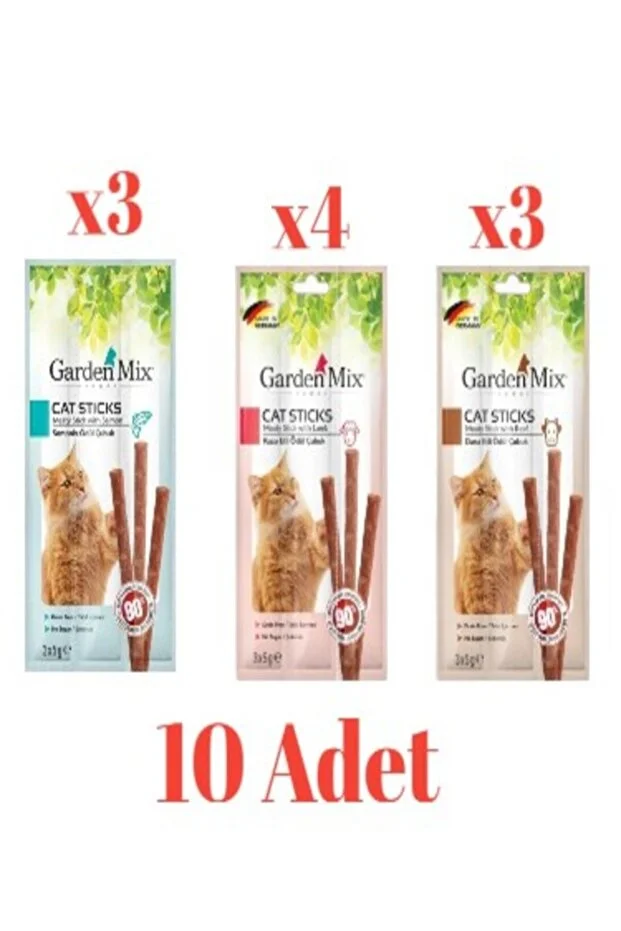 Gardenmix Garden Mix Kuzu Dana Somon Kedi Stick Ödül 3x5gr 10 Adet