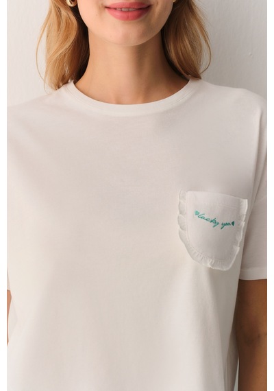 Suwen Lucky Pamuklu Pijama Takımı Sh26623660335 Turkuaz Desenli