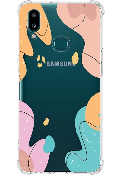 Samsung Galaxy A10s Uyumlu Köşe Korumalı Antişok Kapak Karışık Renkler Tasarımlı Şeffaf Kılıf