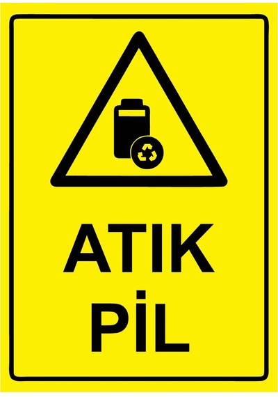 Atık Pil İsg Uyarı Levhası Pvc A4 21x30 Cm