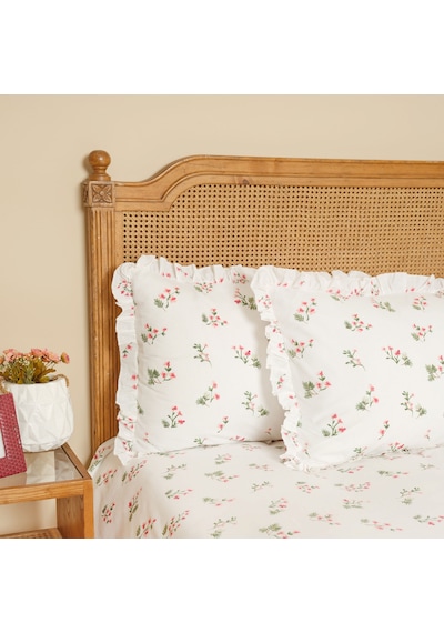 Karaca Home Silvie Kırmızı %100 Pamuk Fırfırlı Çift Kişilik Çarşaf