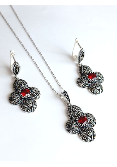 Gümüş Markazit Otantik Sultan Yonca Tasarım Kadın Set2