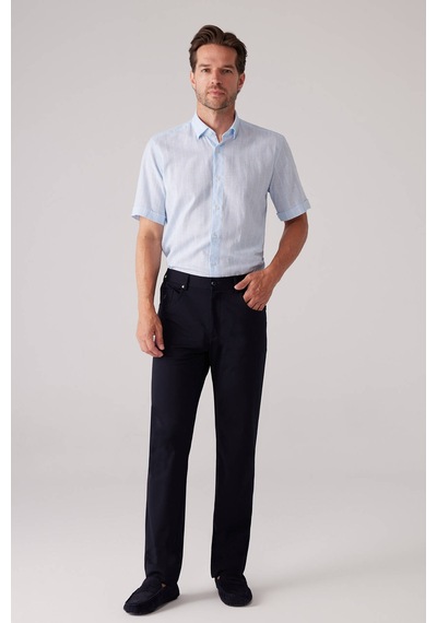 Erkek Lacivert Ultra Esnek Rayon Karışımlı Kanvas Pantolon