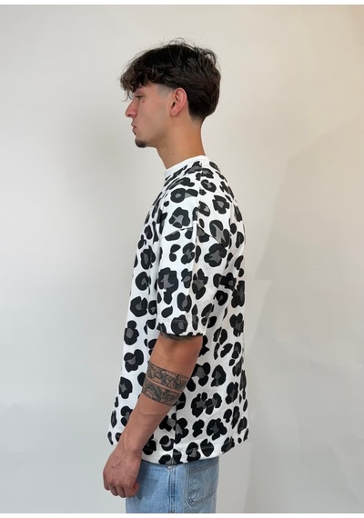 Zaee Urban Leopar Oversize Tişört Beyaz