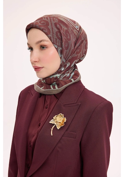 Silk Home Dört Mevsim Antik Motif Viskon Velora Eşarp 6419 Kiremit Bordo