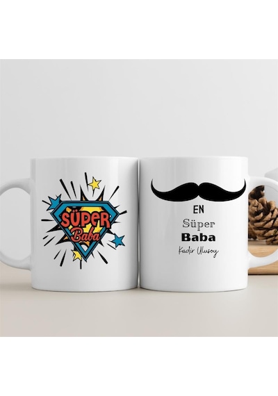 Babaya Esprili Süper Baba Mesajlı Porselen Kupa Bardak