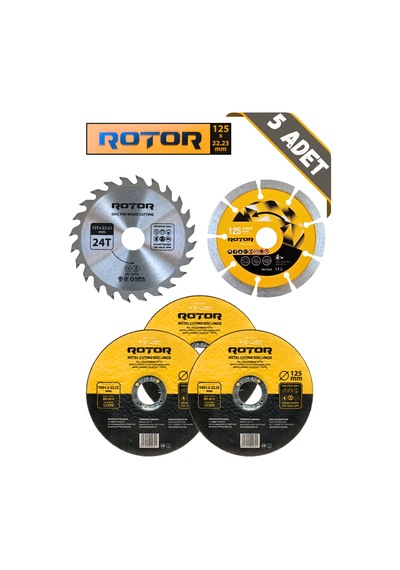 5li Disk Seti 125x22,23 Metal+seramik+ahşap 5 Parça