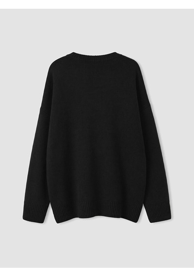 LC Waikiki Lc Waıkıkı Siyah Oversize Kadın Kalın Triko Kazak
