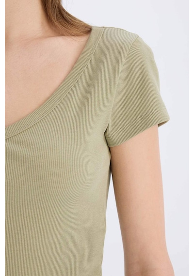 DeFacto Coool Fitted Fitilli Kaşkorse Basic Düz Kısa Kollu Tişört E0290AX25SMKH271