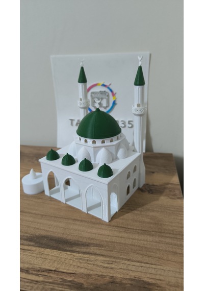 Çift Minareli Cami Modeli Tealiğht Mum İle Gönderim
