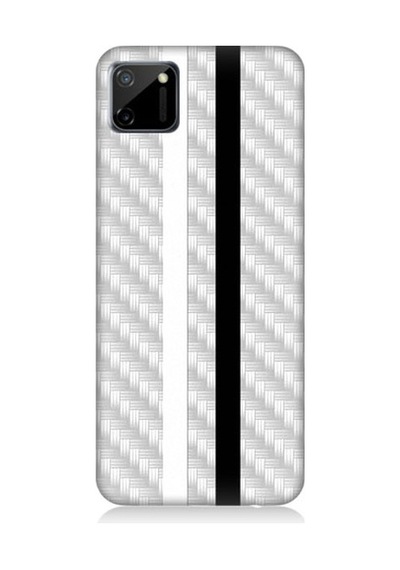 Realme C11 Uyumlu Siyah Beyaz Metal Motif Desenli Silikon Kılıf
