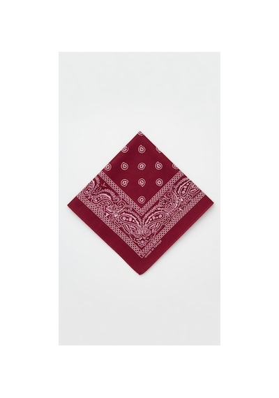 Mollycrush Unisex Bordo Şal Desenli Bandana Günlük Saç Aksesuarı, Boyunluk Ve Outdoor Fular Bordo