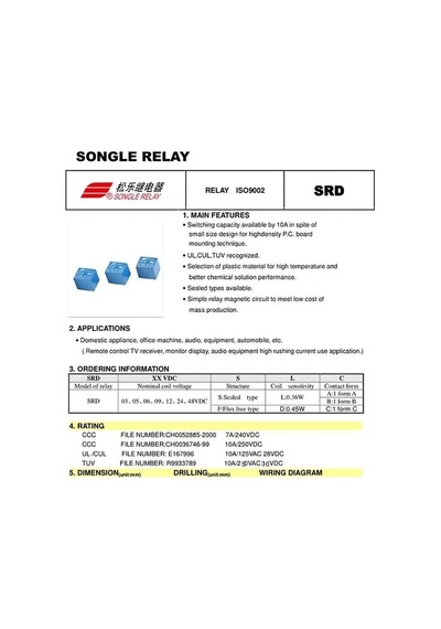 Songle 9v Minyon Spot Röle Srd-09vdc-sl-c