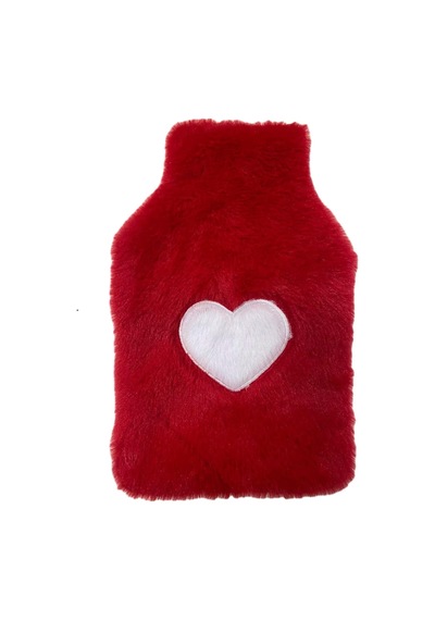 Sıcak Su Torbası Peluş Kalpli,kırmızı Termofor 27x17x2cm 1 Litre Kırmızı
