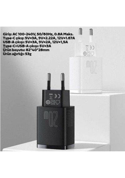 Baseus Compact 20W Qc3.0 Ultra Hızlı Şarj Adaptörü 1 Usb