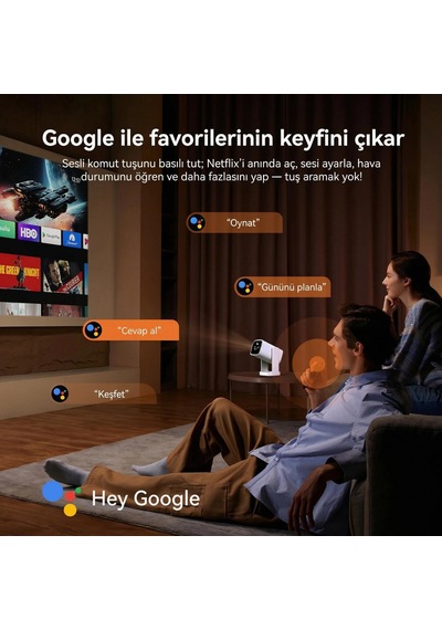 Wanbo Cube1 Projeksiyon Cihazı-dahili Android Tv 11.0 Widevine L1 Sertifikalı & 8w Hoparlör - Açık Mavi