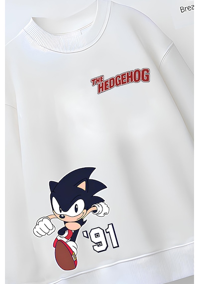 Belyakidswear Tam Kalıp Oversize Erkek Çocuk Pamuğa Pamuk 3 İplik Kumaş Snc2 Tasarım Sweatshirt Beyaz