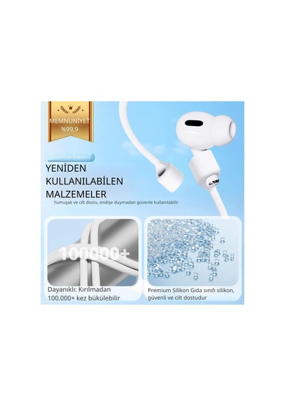 Manyetik Airpods Kaybolmaz Askı İpi Yumuşak Silikon, Güçlü Mıknatıs, Evrensel Uyum Beyaz Diğer