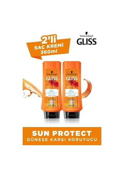 Schwarzkopf Gliss Sun Protect Koruyucu Saç Bakım Kremi 2 x 360 ML