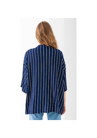 Giysa Kadın Yarım Kol Çizgili Bürümcük Kimono Lacivert - 254406 Lacivert