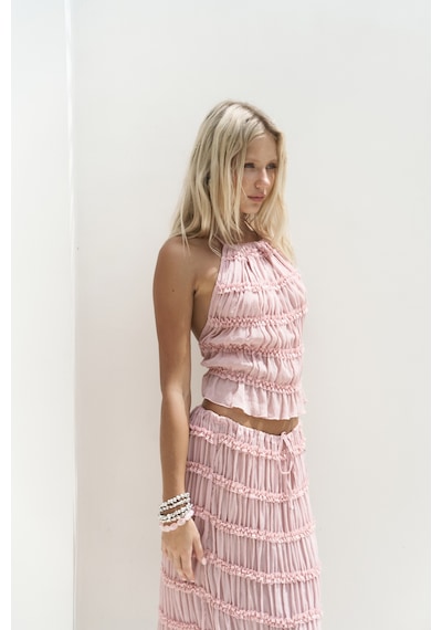 Mai Collection Mai Studios Co. Sofi Transparan Pembe Crop Etek Takım Pembe