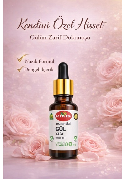 Safvital Gül Yağı 20 Ml Aromatik Bakım Yağı Cilt Saç Ve Aromaterapi İçin Kalıcı Zarif Koku