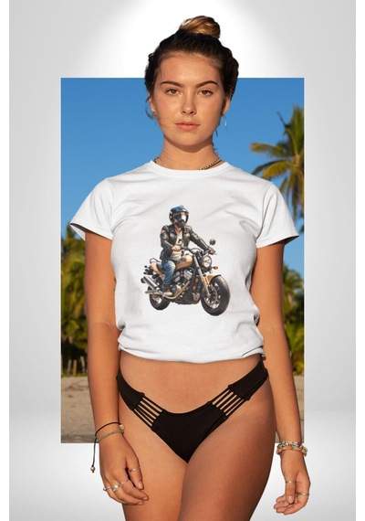 Kask Motorsiklet Dünya Turu Unisex Unisex Beyaz Organik Baskılı T-shirt Penye Yüksek Kalite Beyaz