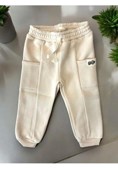 Zekids Çocuk 3 İplik Şardonlu Eşofman Alt-14209 Krem