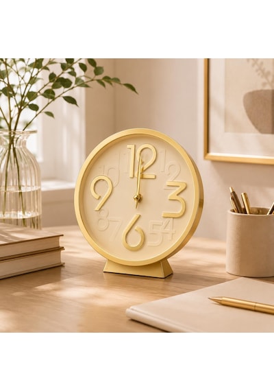 Masa Saati, Gold Kadran, Büyük Rakamlar, 17 Cm Kc002 Diğer