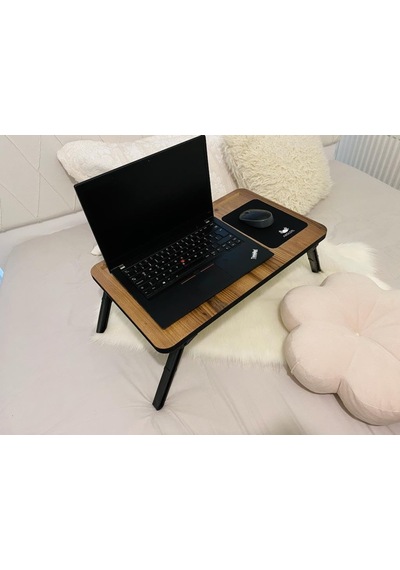 Axolotl Foldaway Telefon Ve Tablet Bölmeli Katlanır Ayaklı Laptop Sehpası Notebook Bilgisayar Ç Kahverengi
