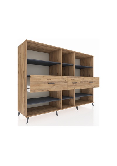 Kronos Dolap 9 Raflı 3 Çekmeceli 220x59x163 Çam-antrasit/çam Çam-antrasit/çam Kronos Dolap 9 Raflı 3 Çekmeceli 220x59x163 Çam-antrasit/çam Çam-antrasit/çam