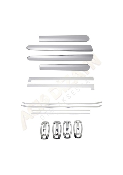 Fiat Doblo 2010-2022 4'lü Yan Krom Seti Yan Kapı-cam Çıtası-sürgü Çıtası-kapı Kol A+