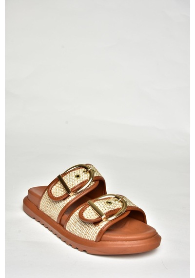 Fox Shoes U725792017 Taba Hasır Kadın Terlik Taba-hasır