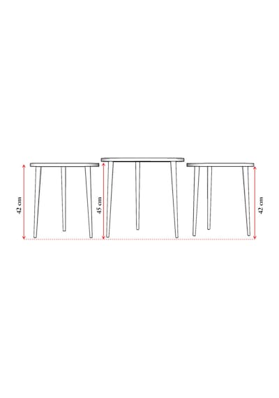 Asra Trend 3'lü Yuvarlak Zigon Sehpa Takımı SEHPA01 %100 MDF Ahşap Ayaklı Antrasit